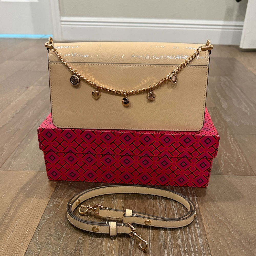 Tory Burch Elegant Convertible Crossbody Bag with Gold removable Charms - Picture 2 of 10